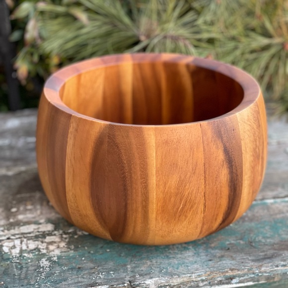 Dansk teakwood large serving bowl tulip new - Picture 10 of 16